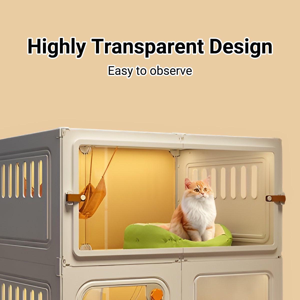 Multi-Level Cat Villa With Litter Drawer & Clear Panels