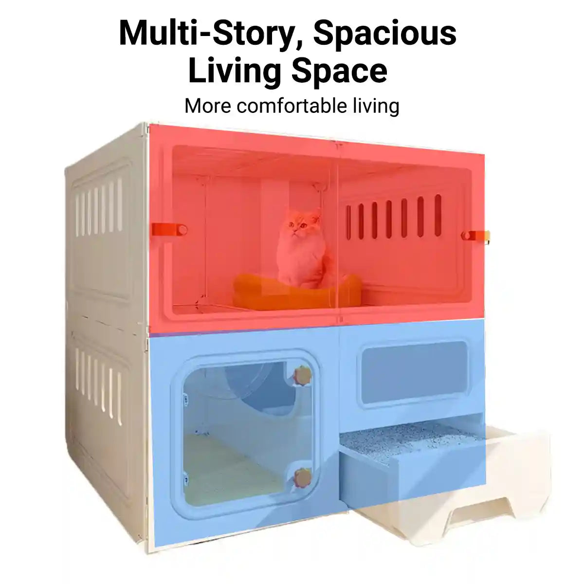Cat Villa With Toilet Enclosed Cat House