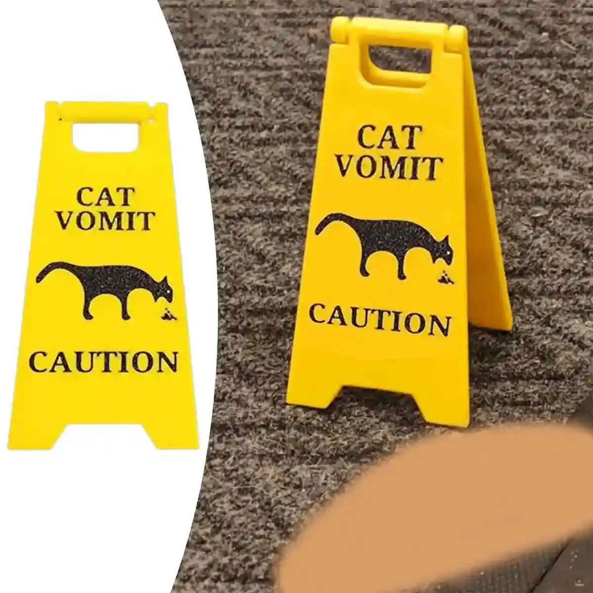 Funny Pet Vomit Warning Signs 2-Pack Cat & Dog Resin Markers