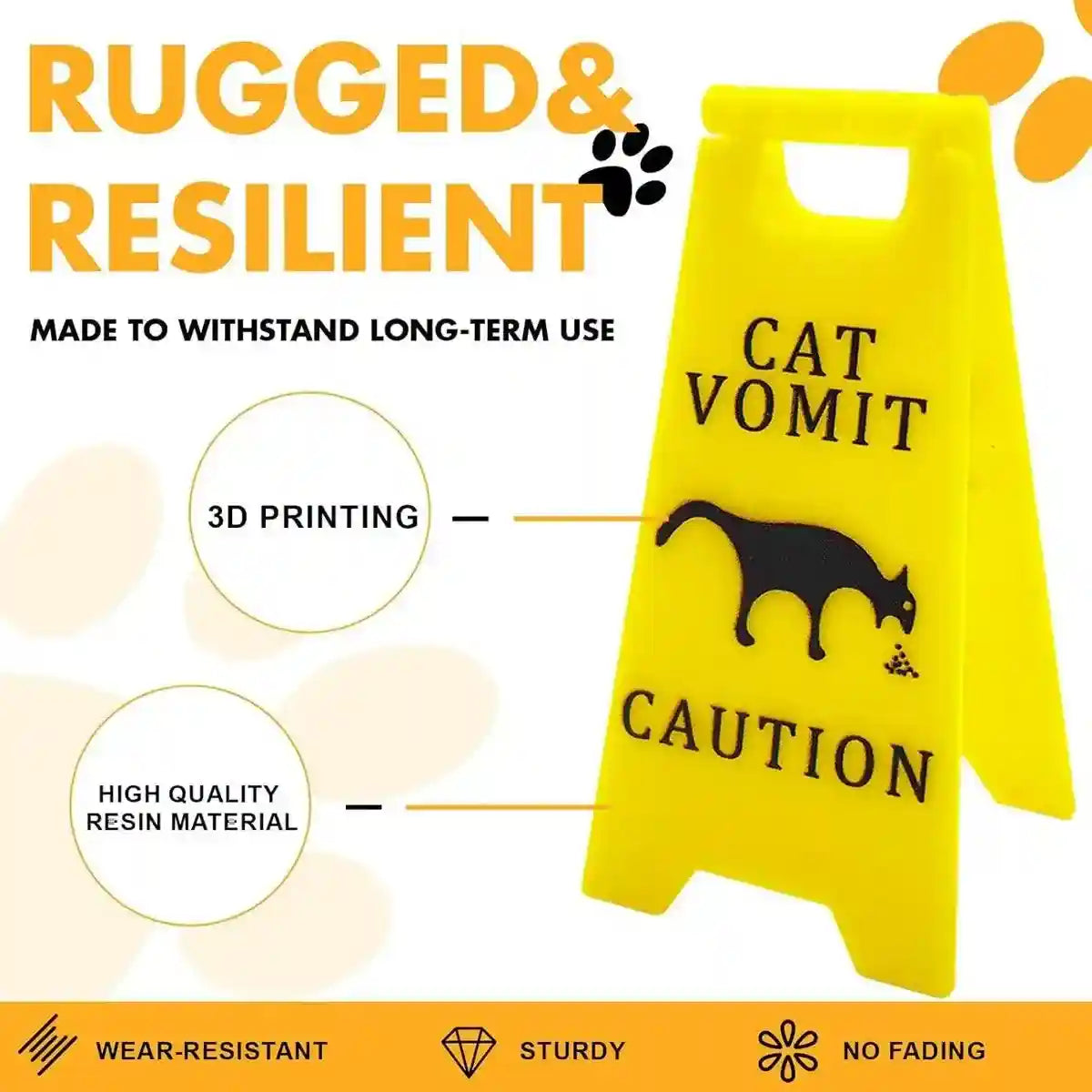 Funny Pet Vomit Warning Signs 2-Pack Cat & Dog Resin Markers