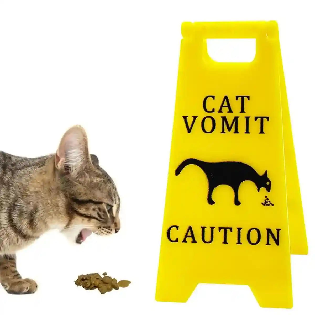 Funny Pet Vomit Warning Signs 2-Pack Cat & Dog Resin Markers