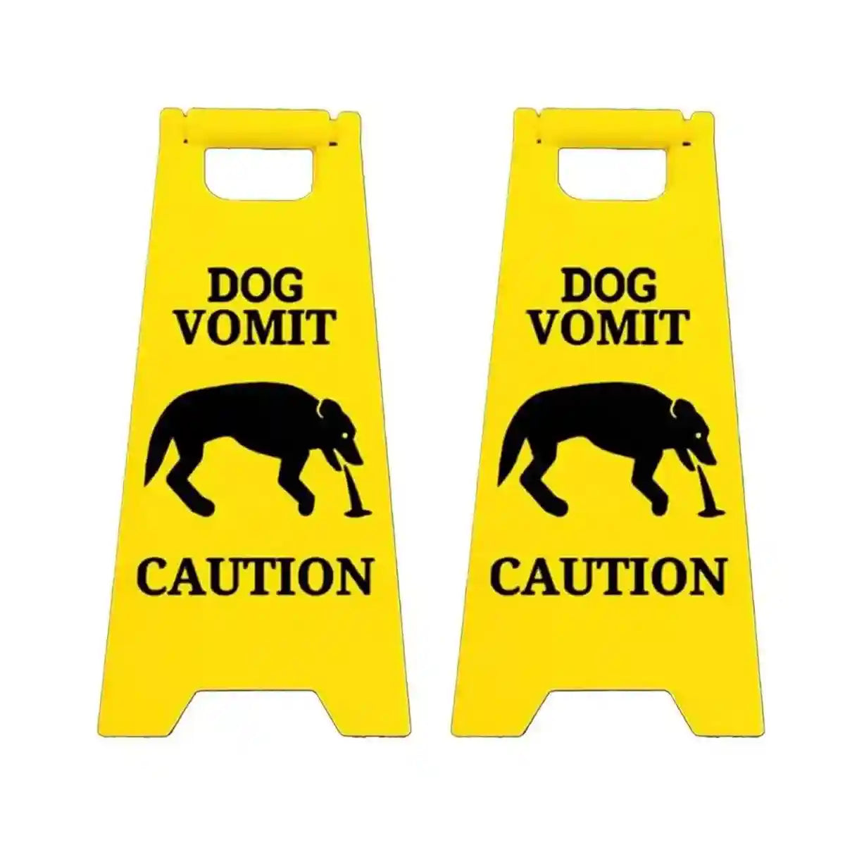 Funny Pet Vomit Warning Signs 2-Pack Cat & Dog Resin Markers