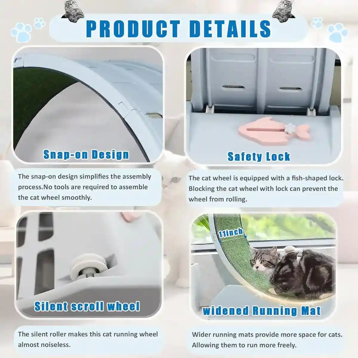 Cat Wheel Running Toy Fitness Exerciser Workout Treadmill Machine Circle Wood