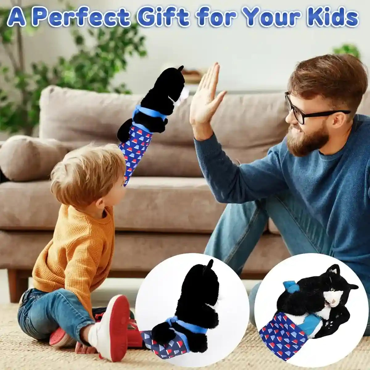 Cat Wrestling Toy Puppet with Protective Sleeve and Catnip Pockets