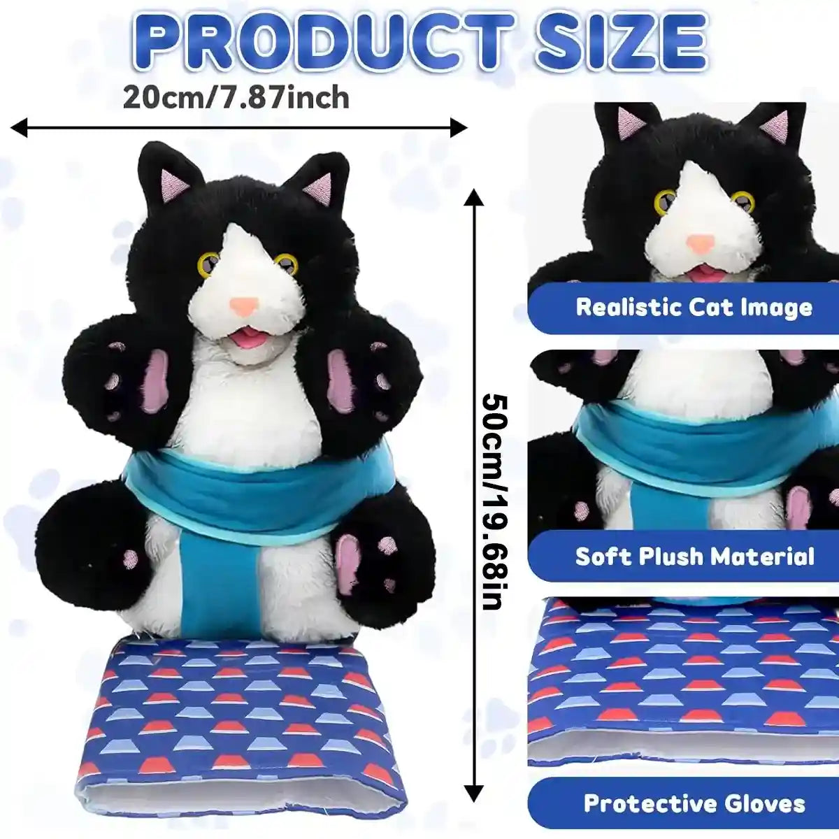 Cat Wrestling Toy Puppet with Protective Sleeve and Catnip Pockets