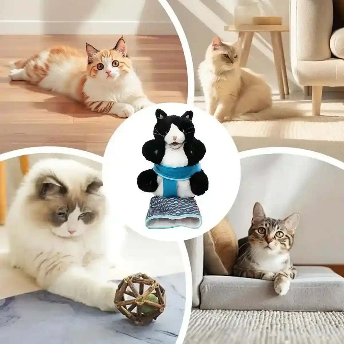 Cat Wrestling Toy Puppet with Protective Sleeve and Catnip Pockets