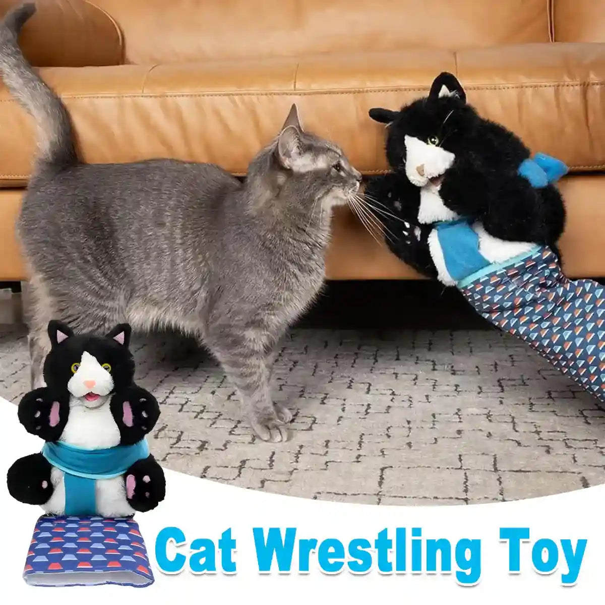 Cat Wrestling Toy Puppet with Protective Sleeve and Catnip Pockets
