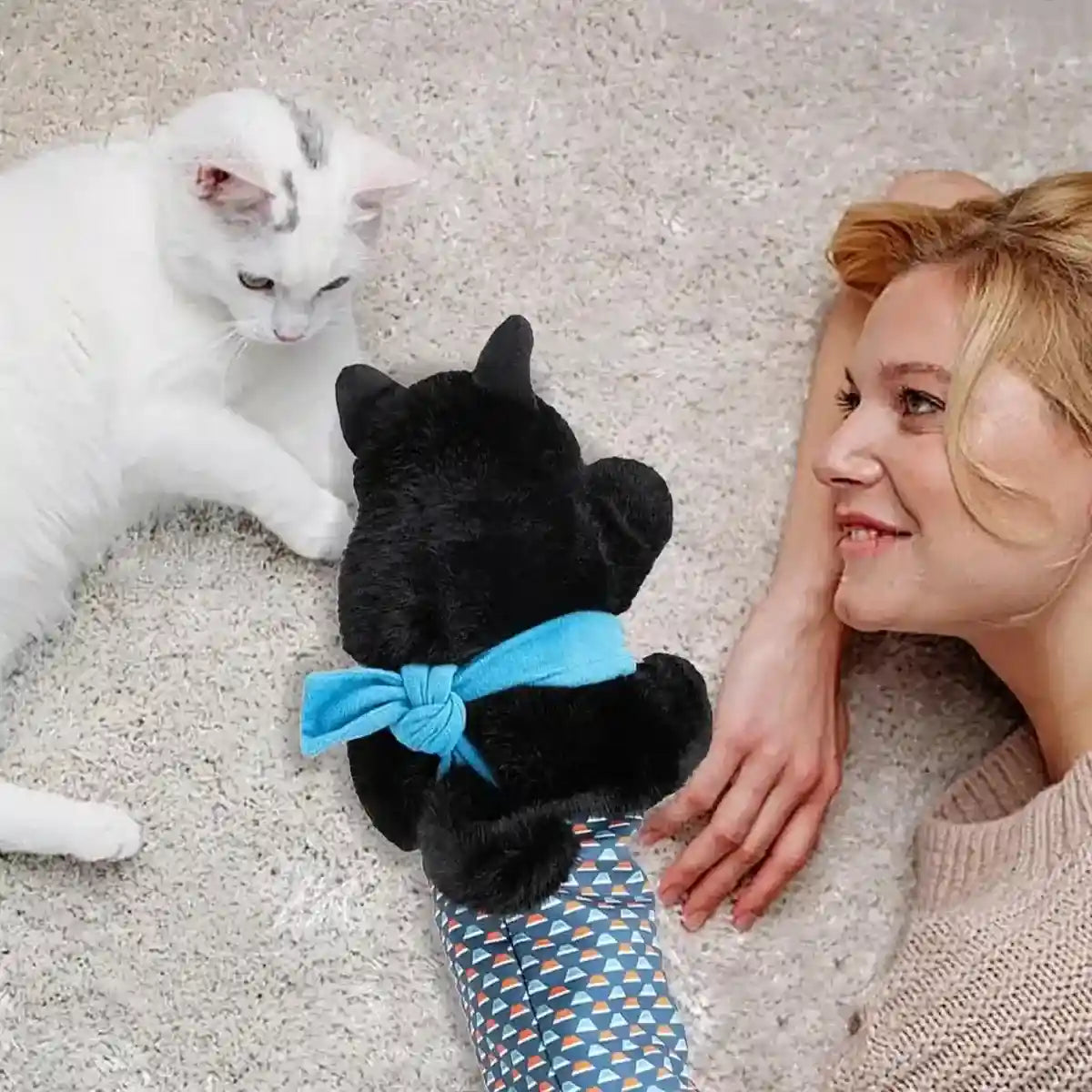 Cat Wrestling Toy Puppet with Protective Sleeve and Catnip Pockets