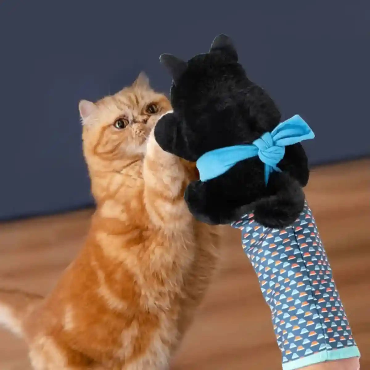 Cat Wrestling Toy Puppet with Protective Sleeve and Catnip Pockets