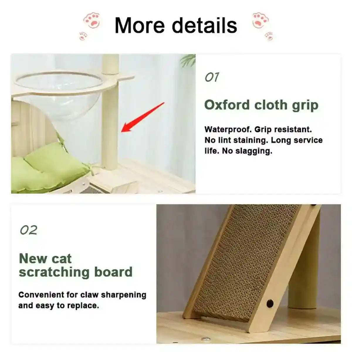 Stylish Wooden Cat Tower with Lounge Capsule and Scratching Ramp