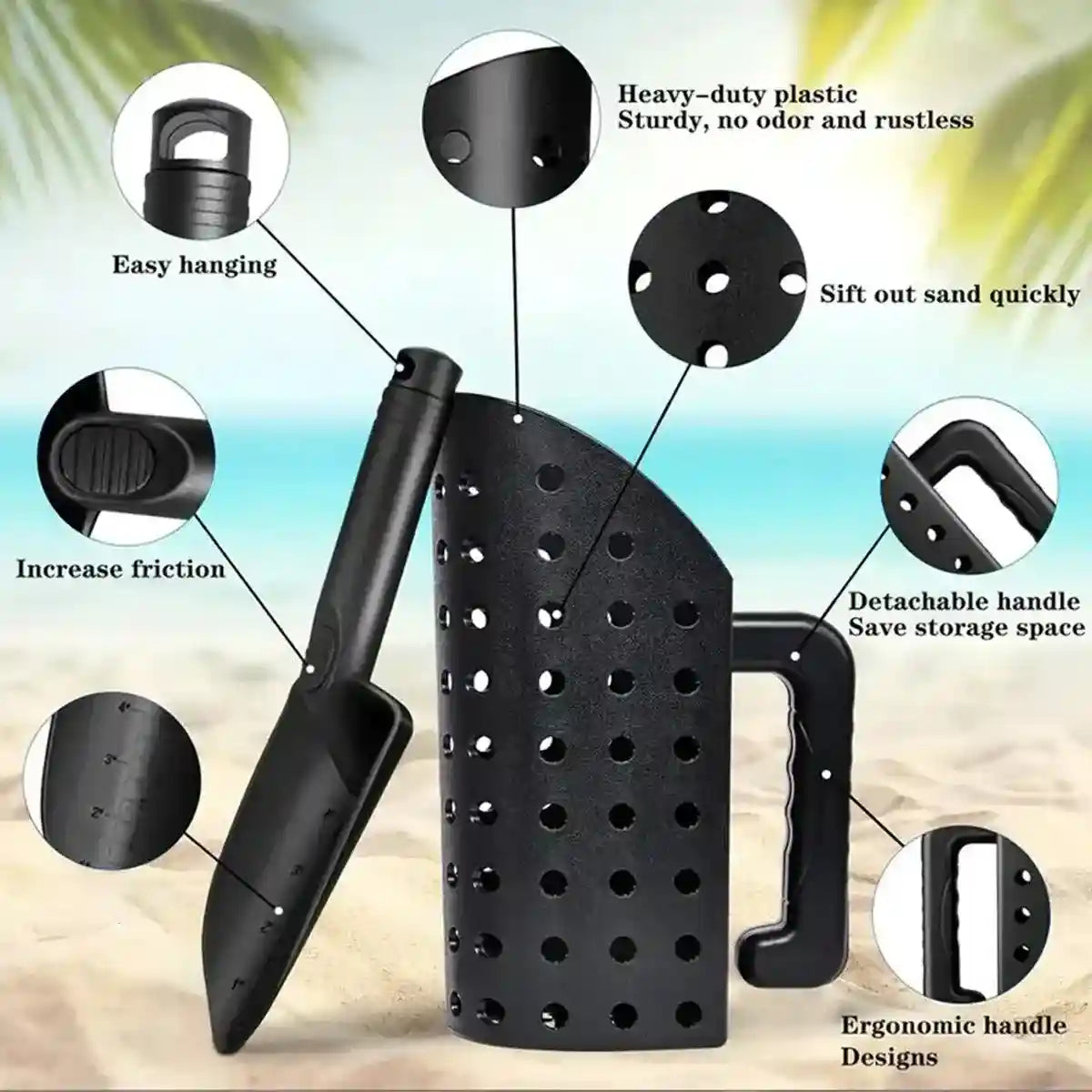 Multi-Use Sand Scoop Shovel Set for Beach or Cat Litter Cleaning