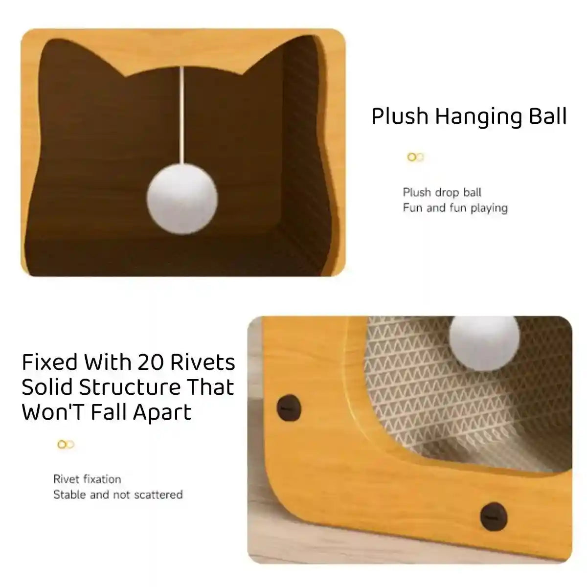 Premium 2-in-1 Cat Scratching Bed with Durable Wooden Frame for Play