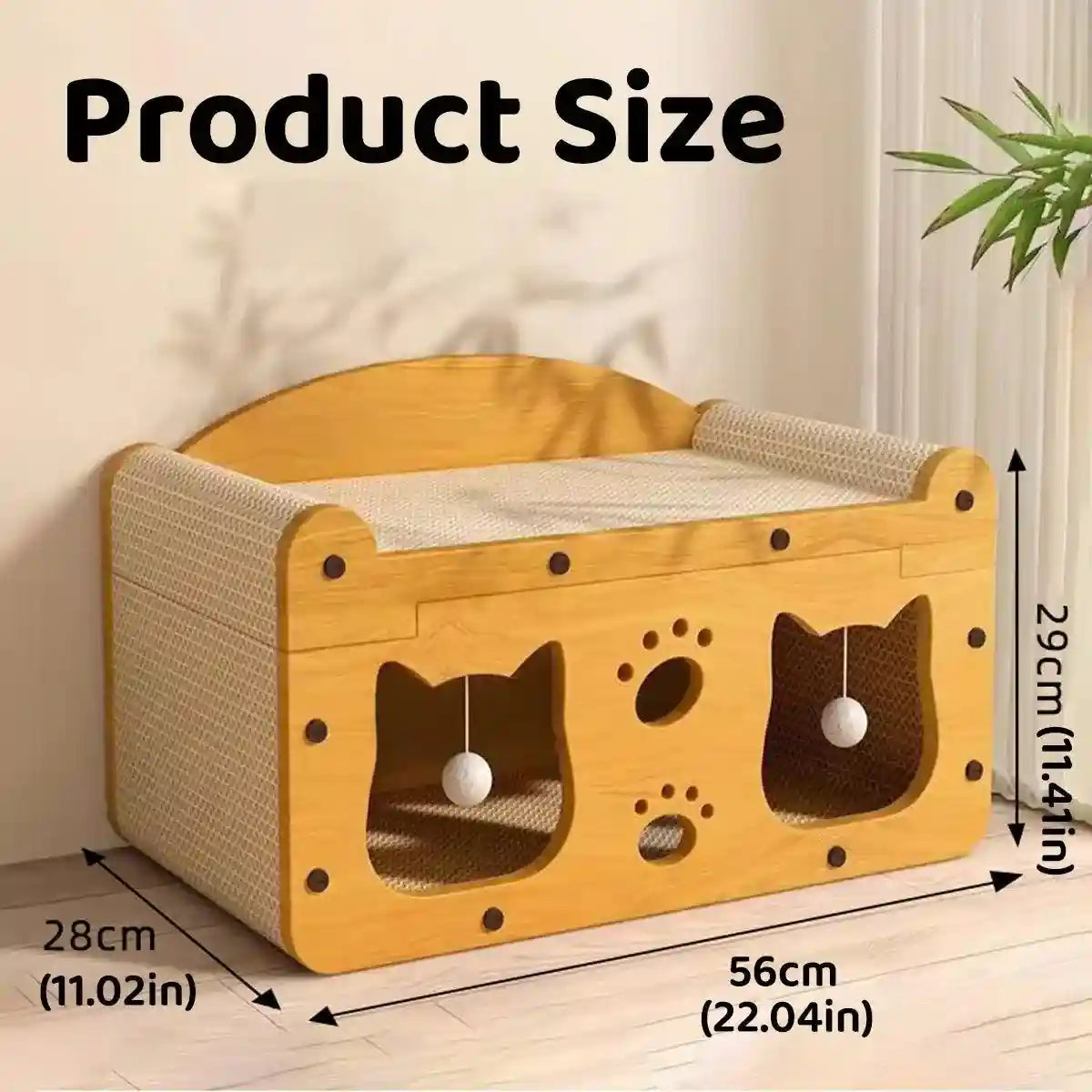 Premium 2-in-1 Cat Scratching Bed with Durable Wooden Frame for Play