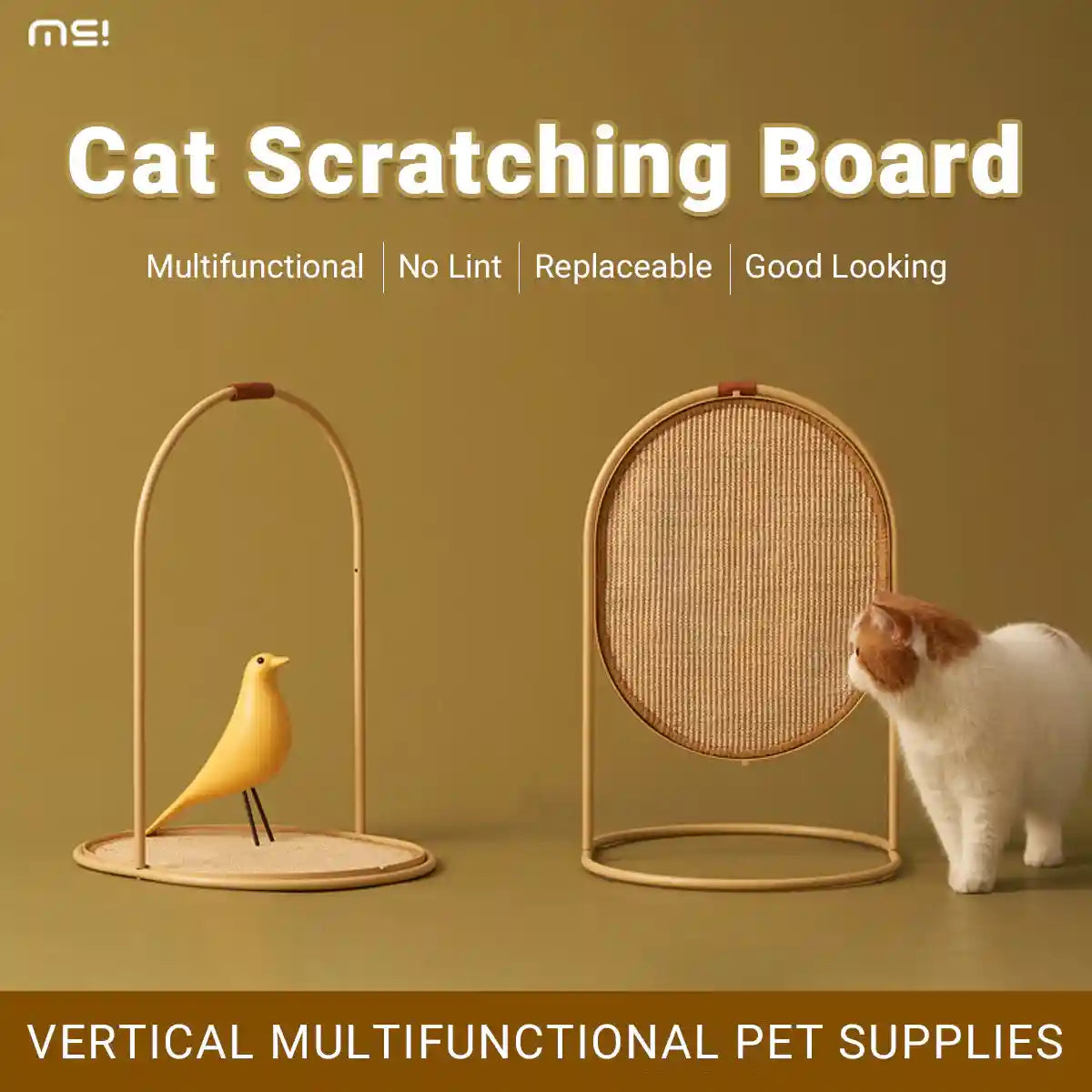 Multifunctional Cat Scratching Board with Replaceable Sisal Mat