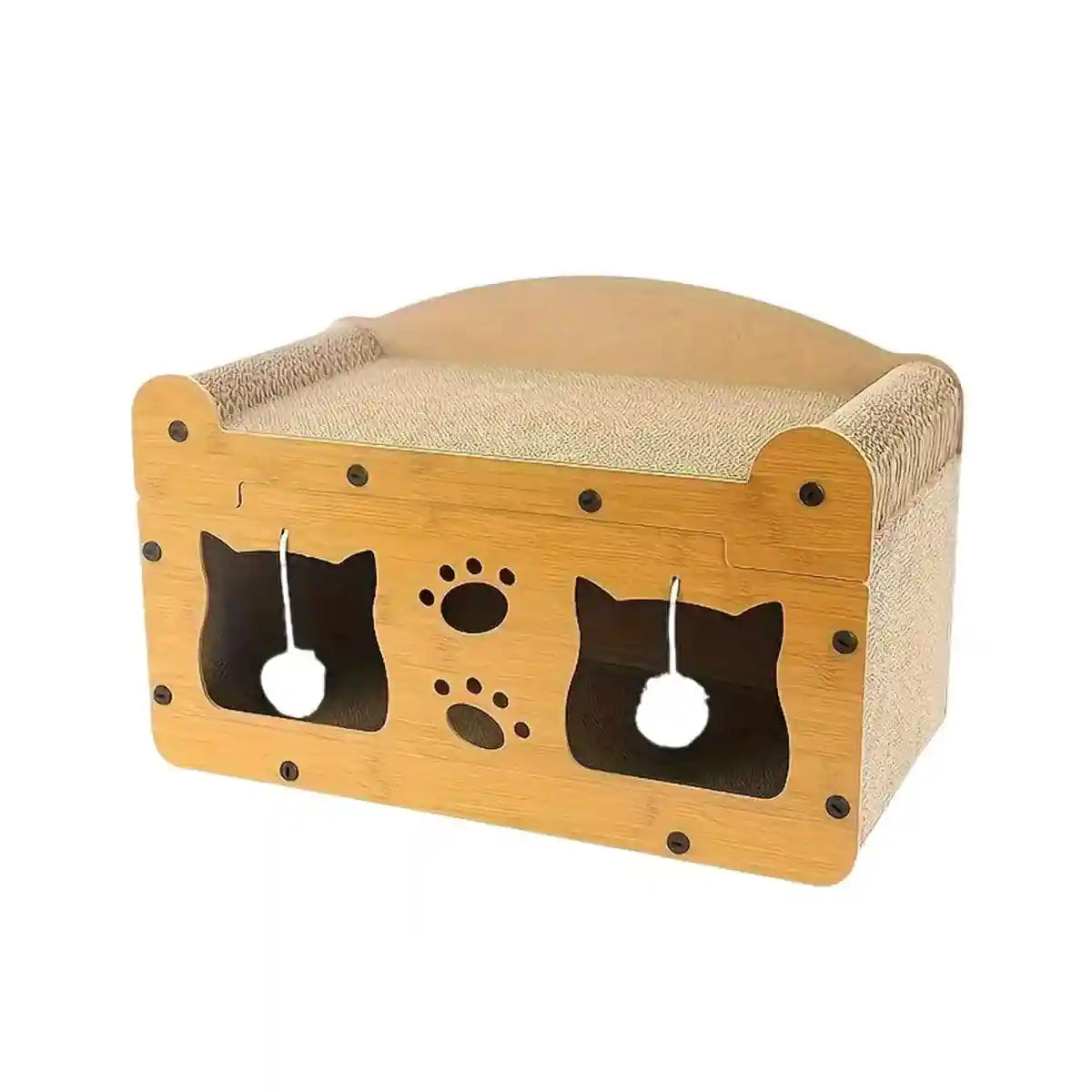 Premium 2-in-1 Cat Scratching Bed with Durable Wooden Frame for Play