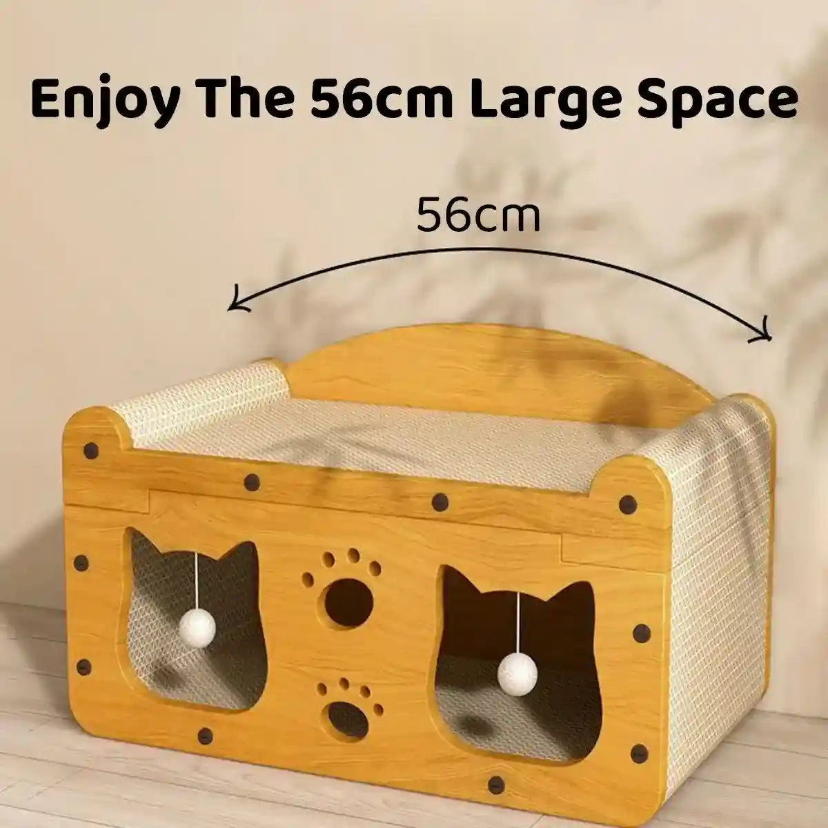 Premium 2-in-1 Cat Scratching Bed with Durable Wooden Frame for Play