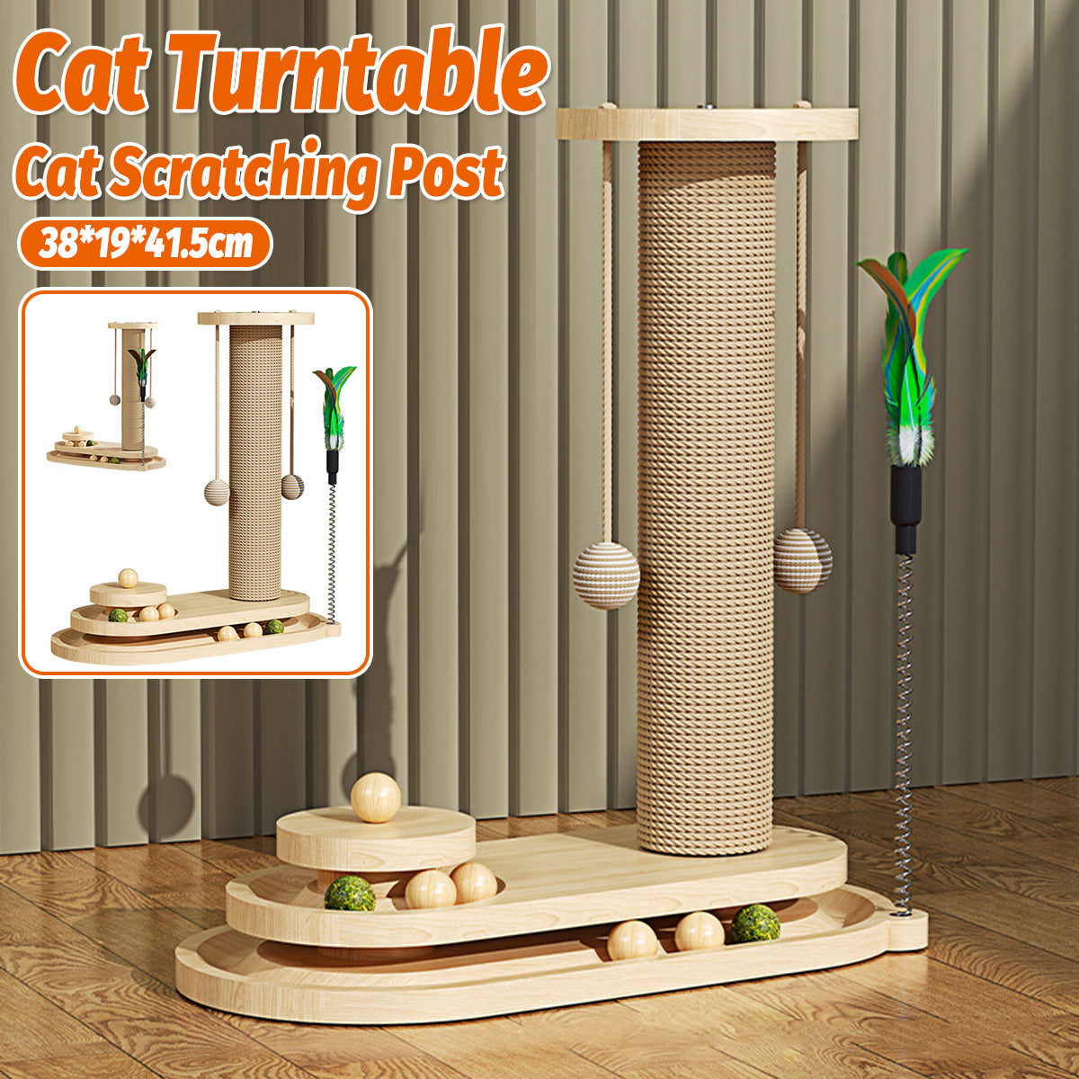 Cat Scratching Post With Interactive Turntable