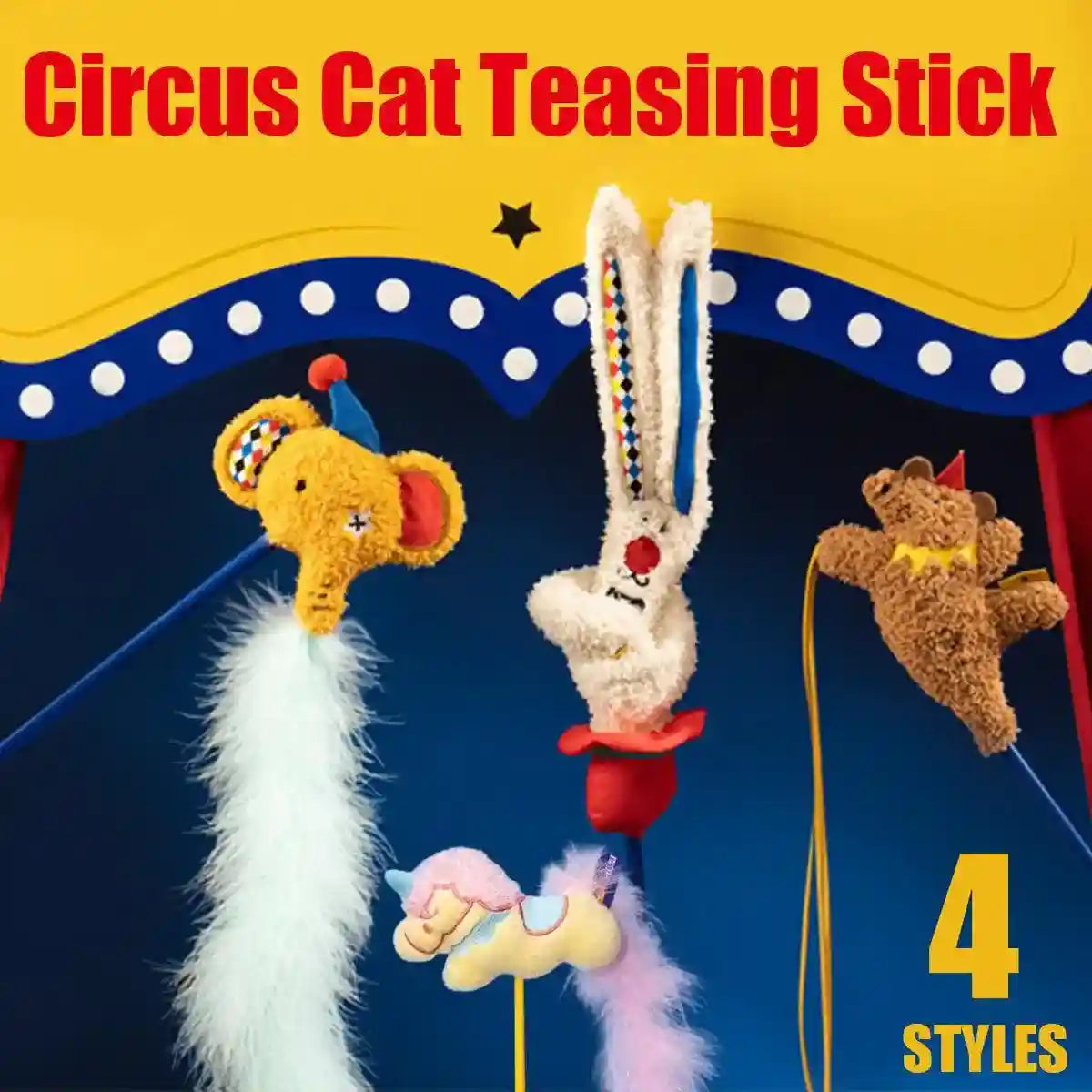 Interactive Cat Wand Toy Feather & Bell Teaser Stick for Playtime