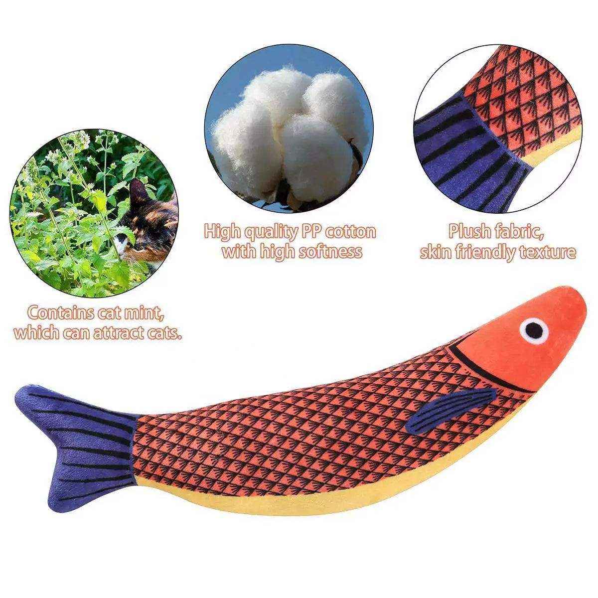 Linen Fish Plush with Natural Catnip Toy for Interactive Play