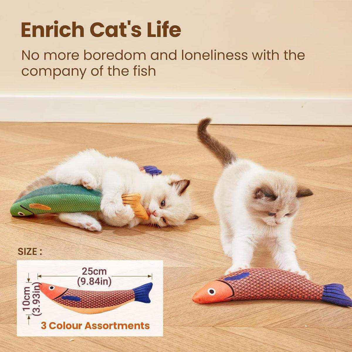 Linen Fish Plush with Natural Catnip Toy for Interactive Play