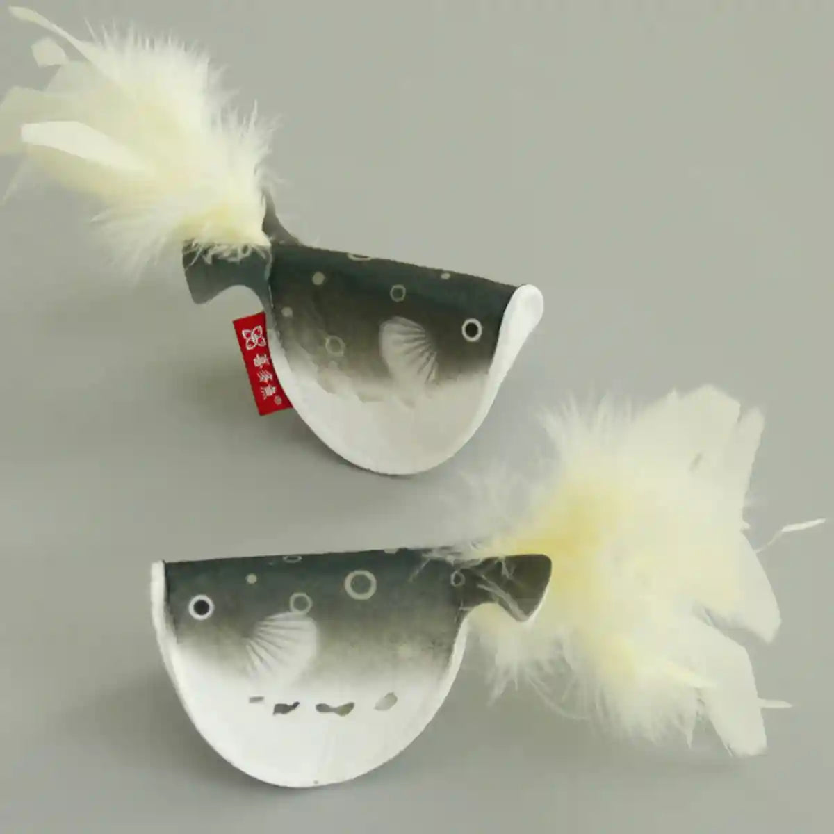 Catnip Pufferfish Toy with Bell & Feathers