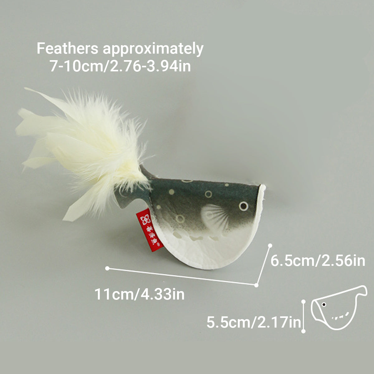 Catnip Pufferfish Toy with Bell & Feathers