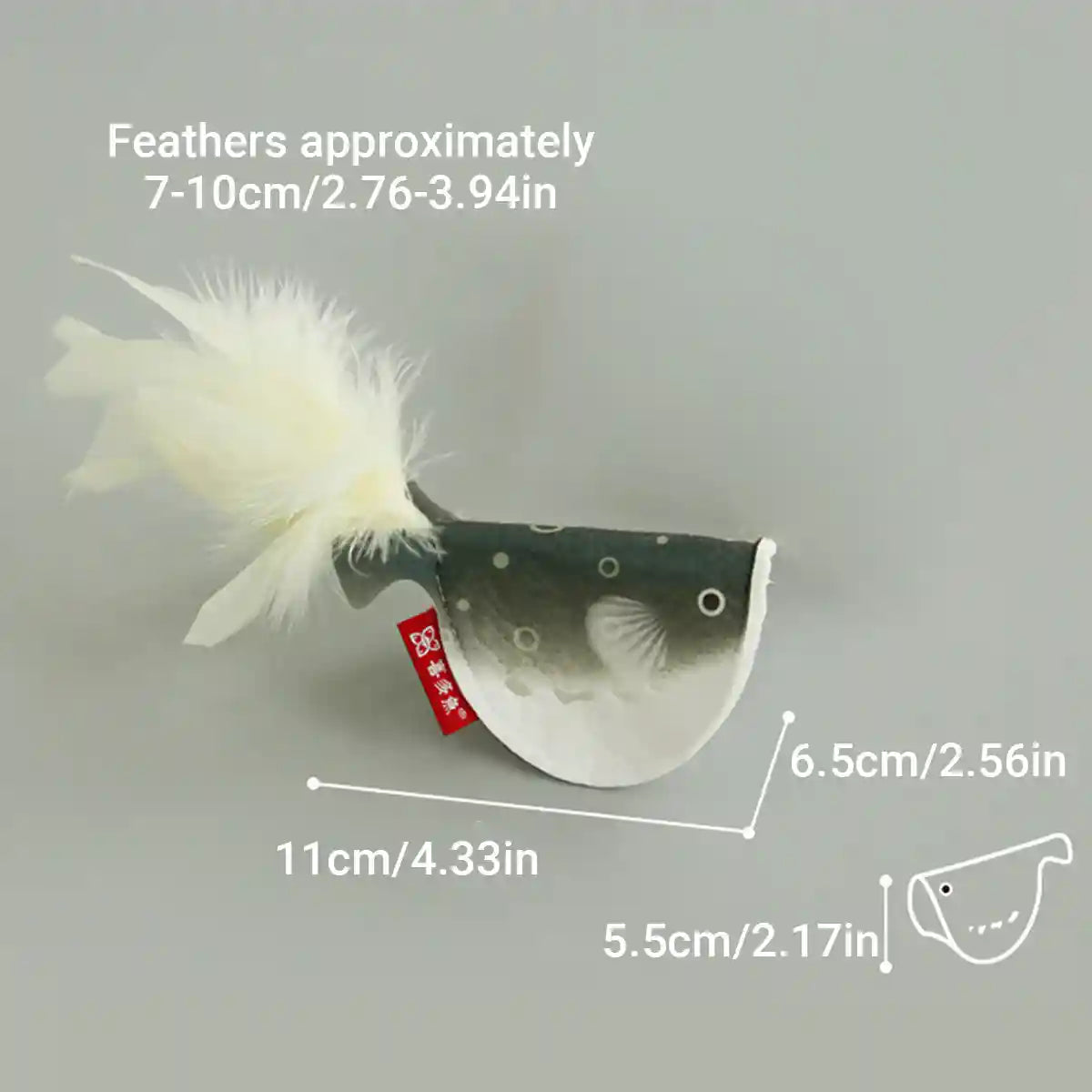 Catnip Pufferfish Toy with Bell & Feathers