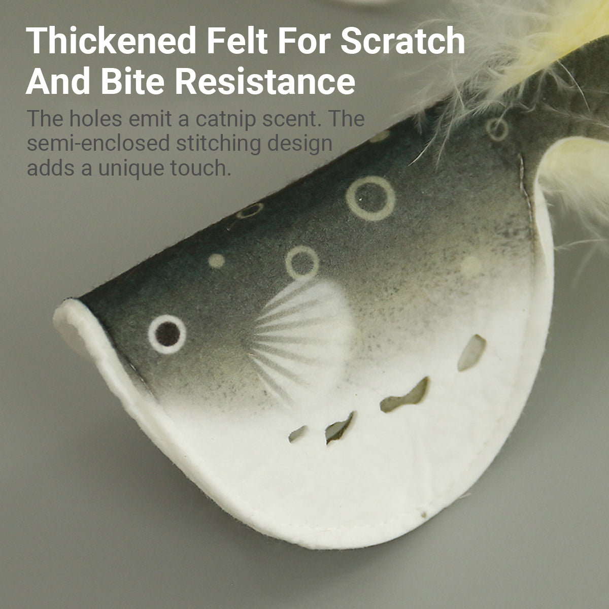 Catnip Pufferfish Toy with Bell & Feathers