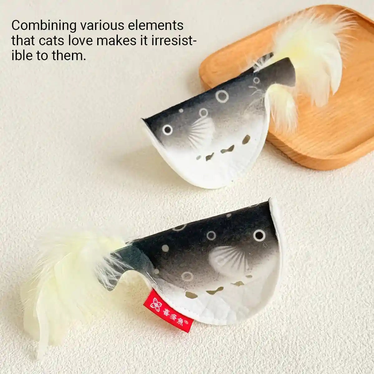 Catnip Pufferfish Toy with Bell & Feathers