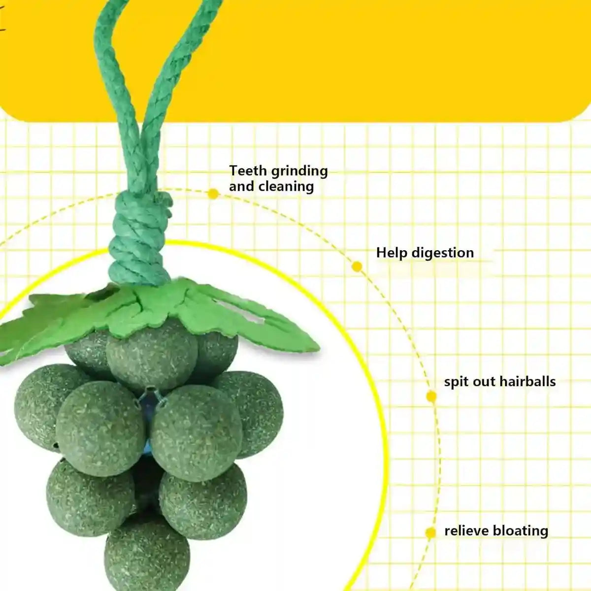 Catnip Cat Toy for Teeth Cleaning and Fresh Breath Grape Shape Toy