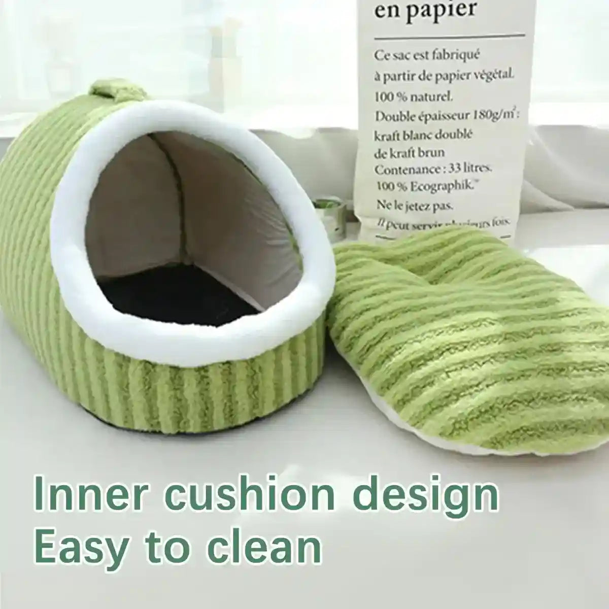 Striped Semi-Enclosed Pet Bed for Cats and Small Dogs