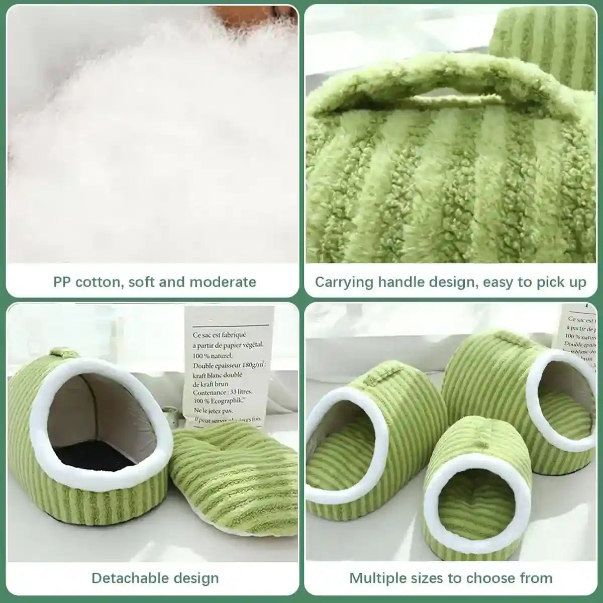 Striped Semi-Enclosed Pet Bed for Cats and Small Dogs