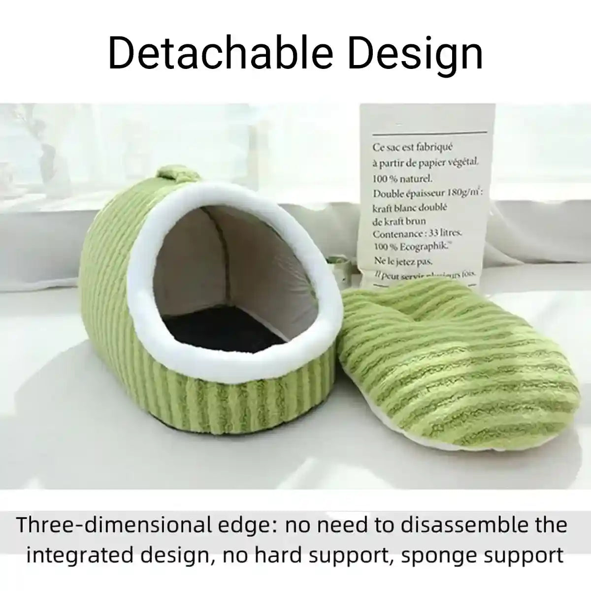 Striped Semi-Enclosed Pet Bed for Cats and Small Dogs