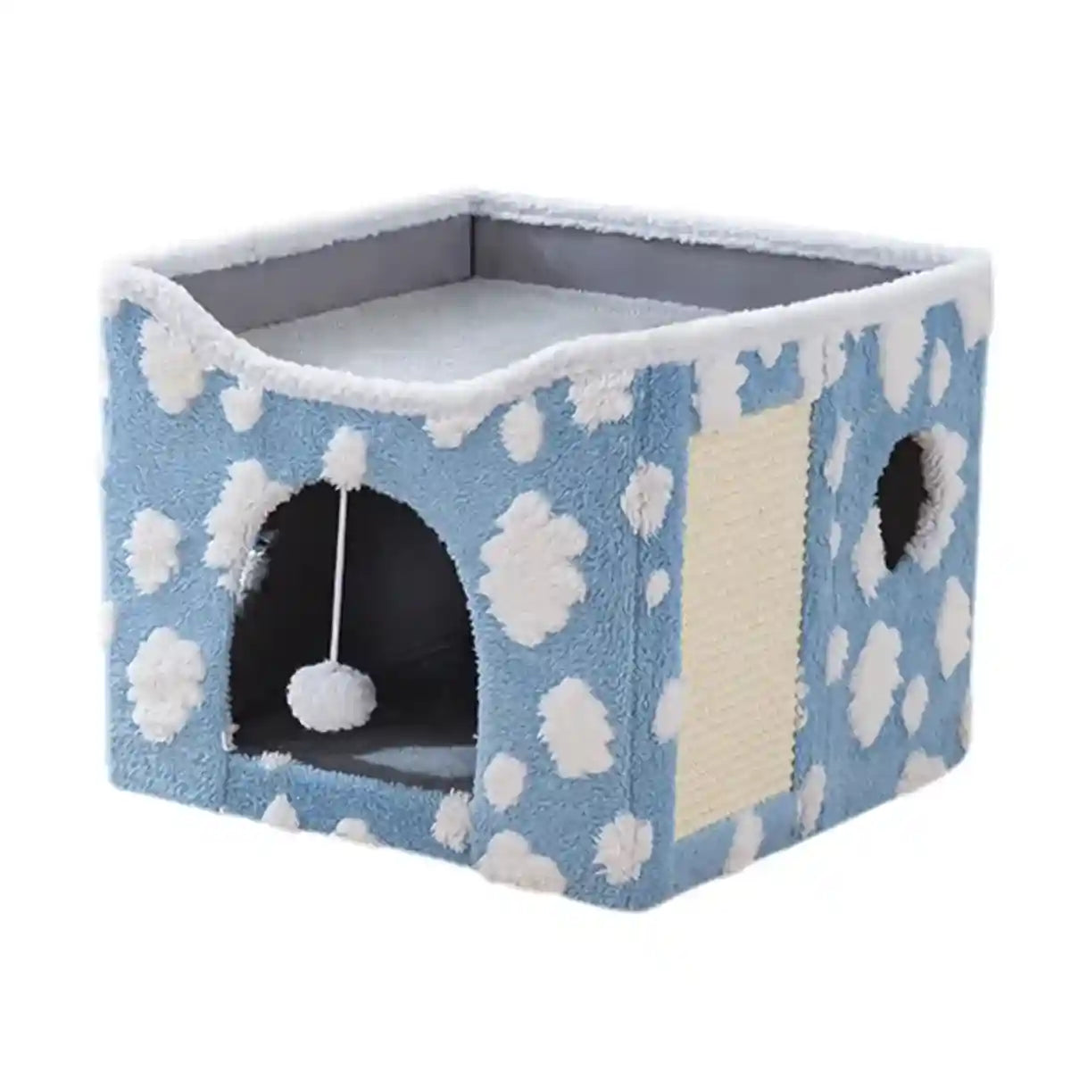 Soft Foldable Cat Bed with Scratcher & Toy