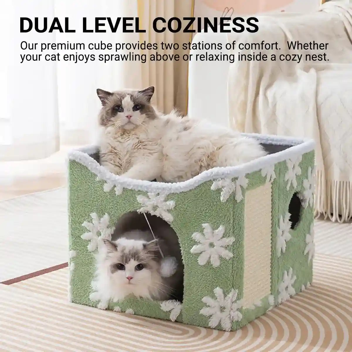 Soft Foldable Cat Bed with Scratcher & Toy