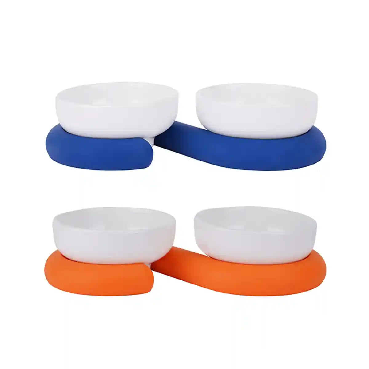 Ceramic Cat Bowl Set with Silicone Non-Slip Base