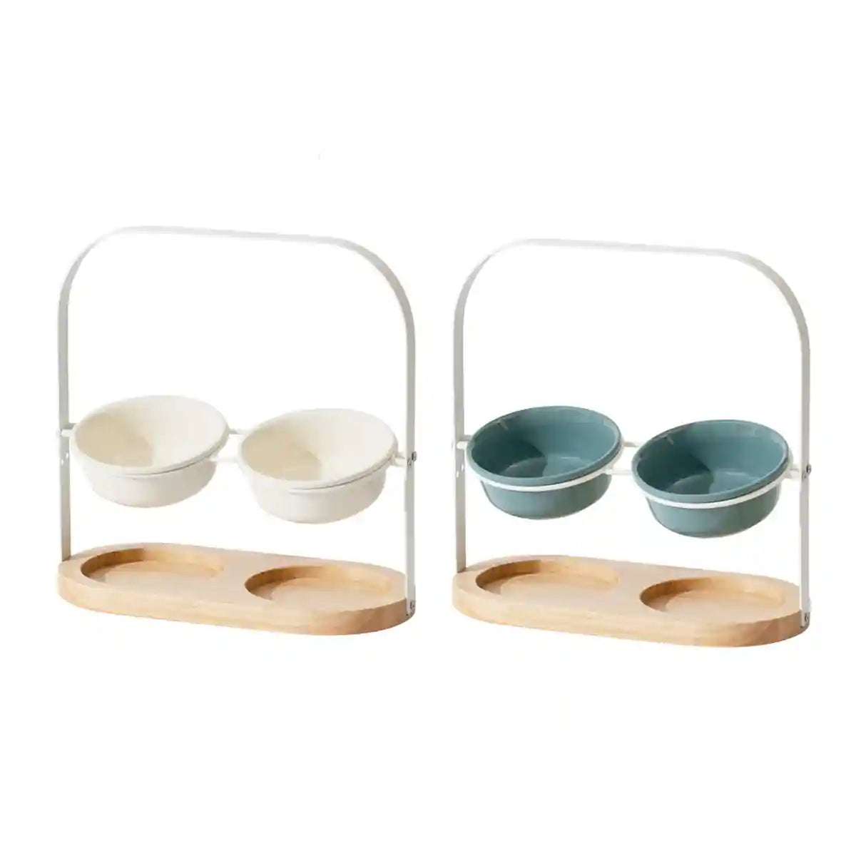 Ceramic Cat Bowl Elevated Adjustable Tilted Pet Feeder