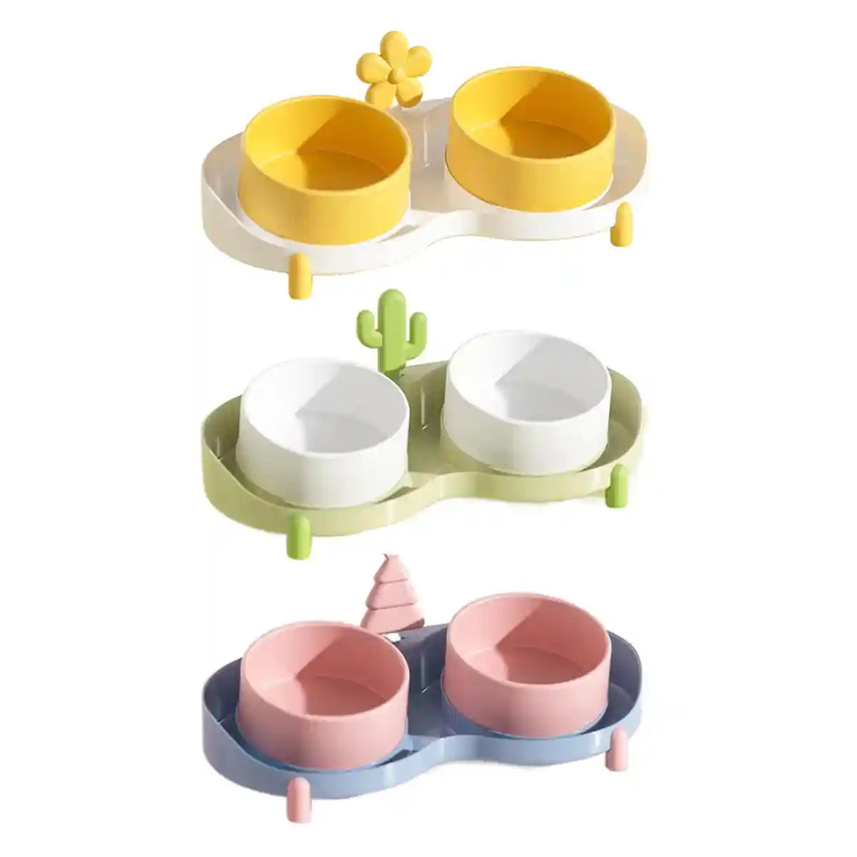 Anti-Slip Pet Ceramic Bowl Set Double Feeder for Cats & Dogs