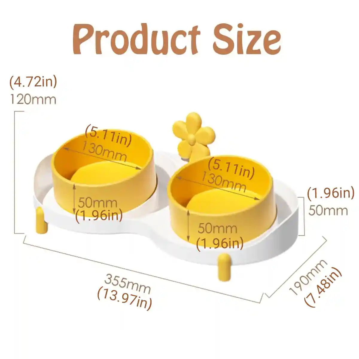 Anti-Slip Pet Ceramic Bowl Set Double Feeder for Cats & Dogs