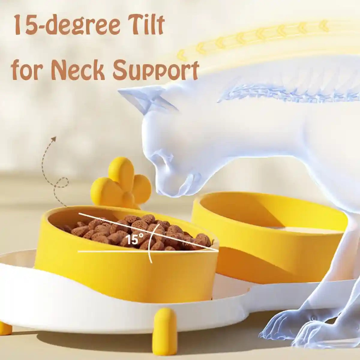 Anti-Slip Pet Ceramic Bowl Set Double Feeder for Cats & Dogs