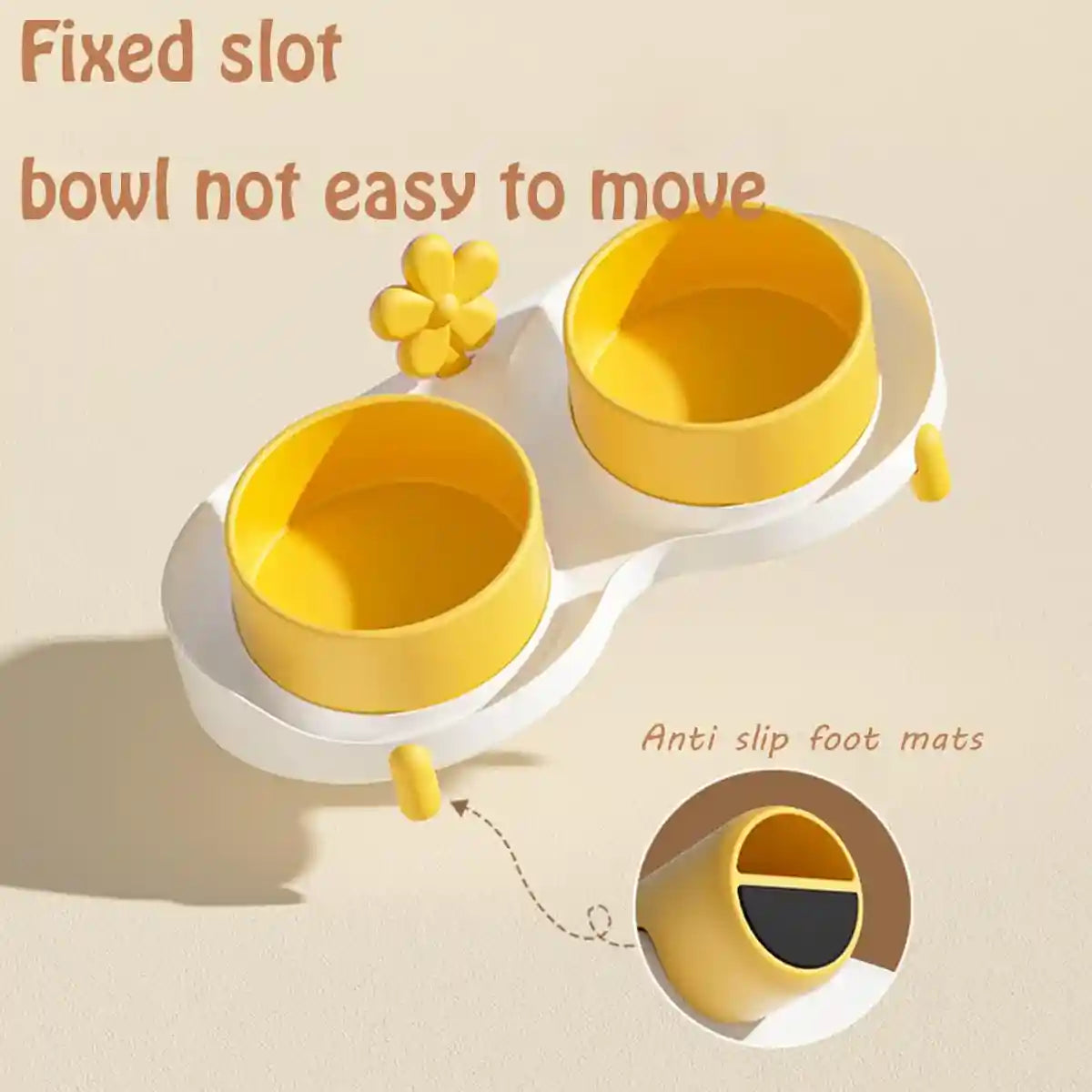 Anti-Slip Pet Ceramic Bowl Set Double Feeder for Cats & Dogs