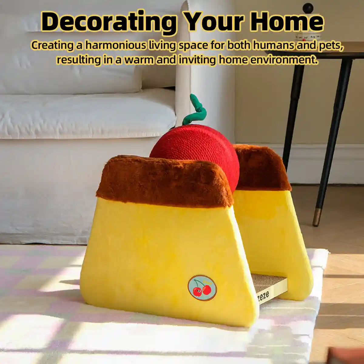 Cat Scratching Post Cherry Pudding Design With Replaceable Board