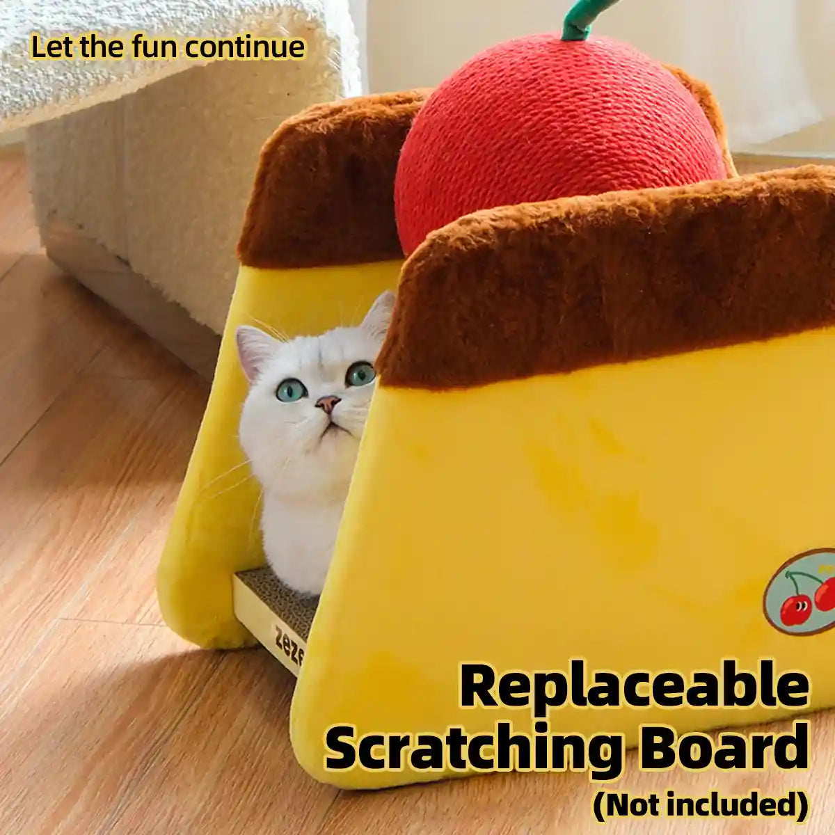 Cat Scratching Post Cherry Pudding Design With Replaceable Board