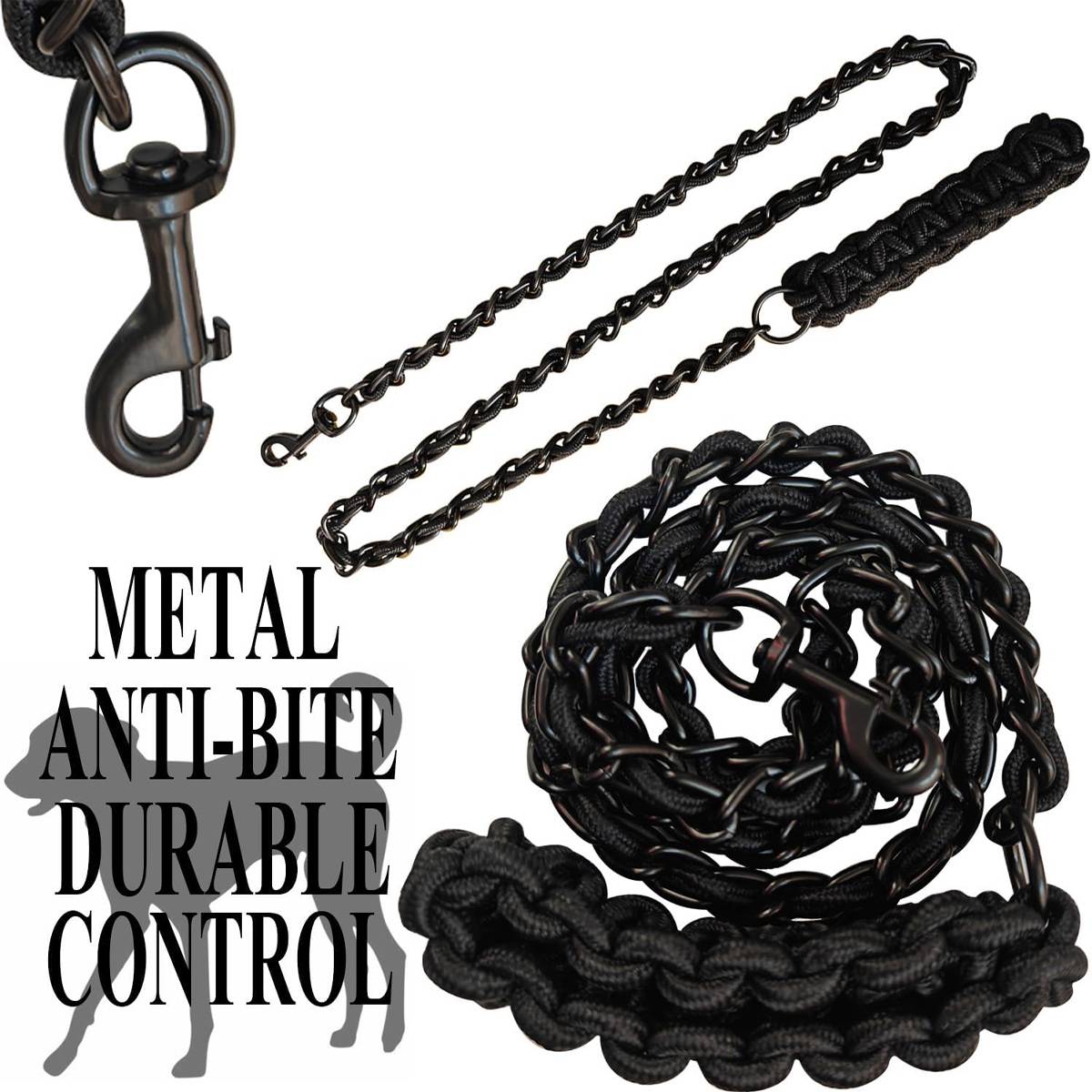 Chew Proof Dog Leash Heavy Duty Metal Chain Leash