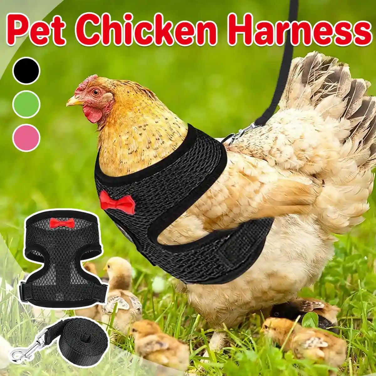 Adjustable Chicken Harness with Leash Breathable Mesh Vest for Poultry
