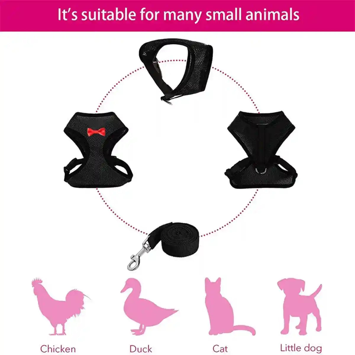 Adjustable Chicken Harness with Leash Breathable Mesh Vest for Poultry