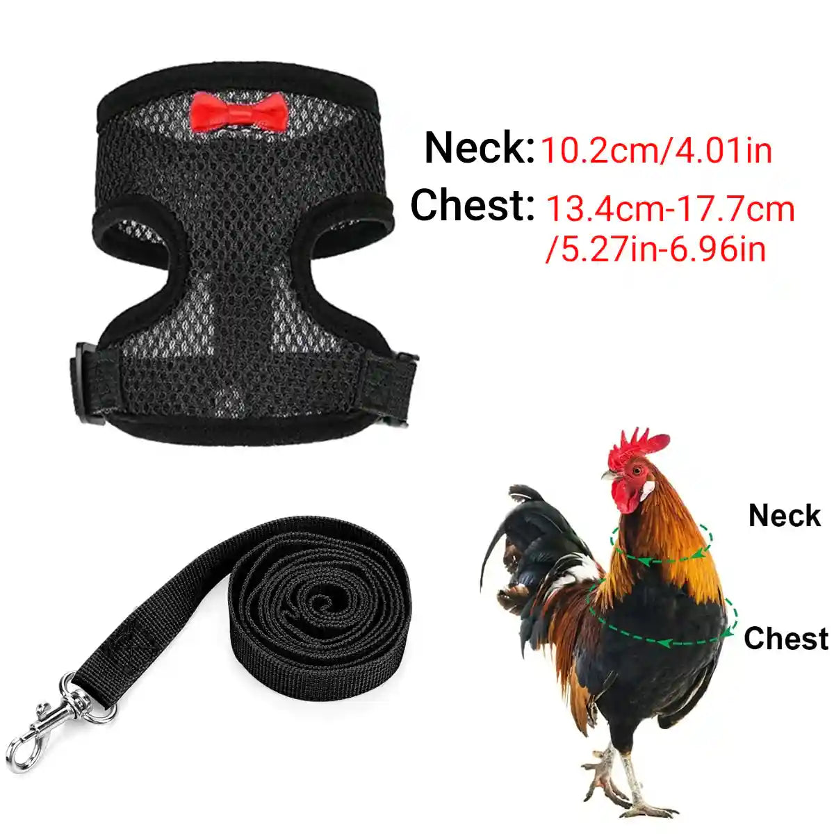 Adjustable Chicken Harness with Leash Breathable Mesh Vest for Poultry