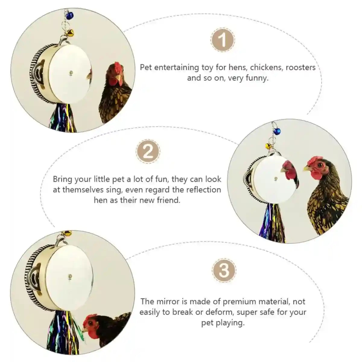 Hanging Mirror Drum Chicken Toys for Coop Enrichment and Fun