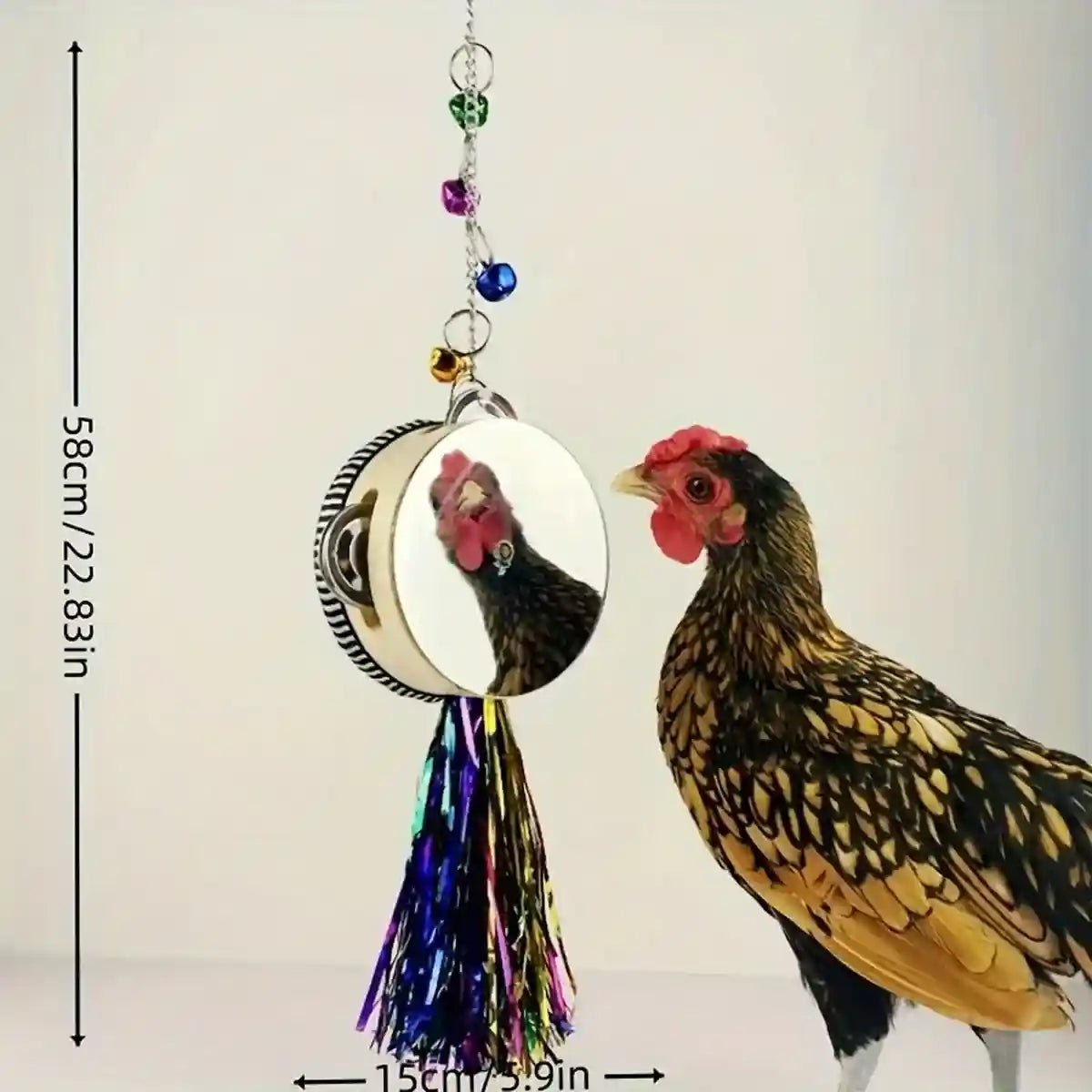 Hanging Mirror Drum Chicken Toys for Coop Enrichment and Fun