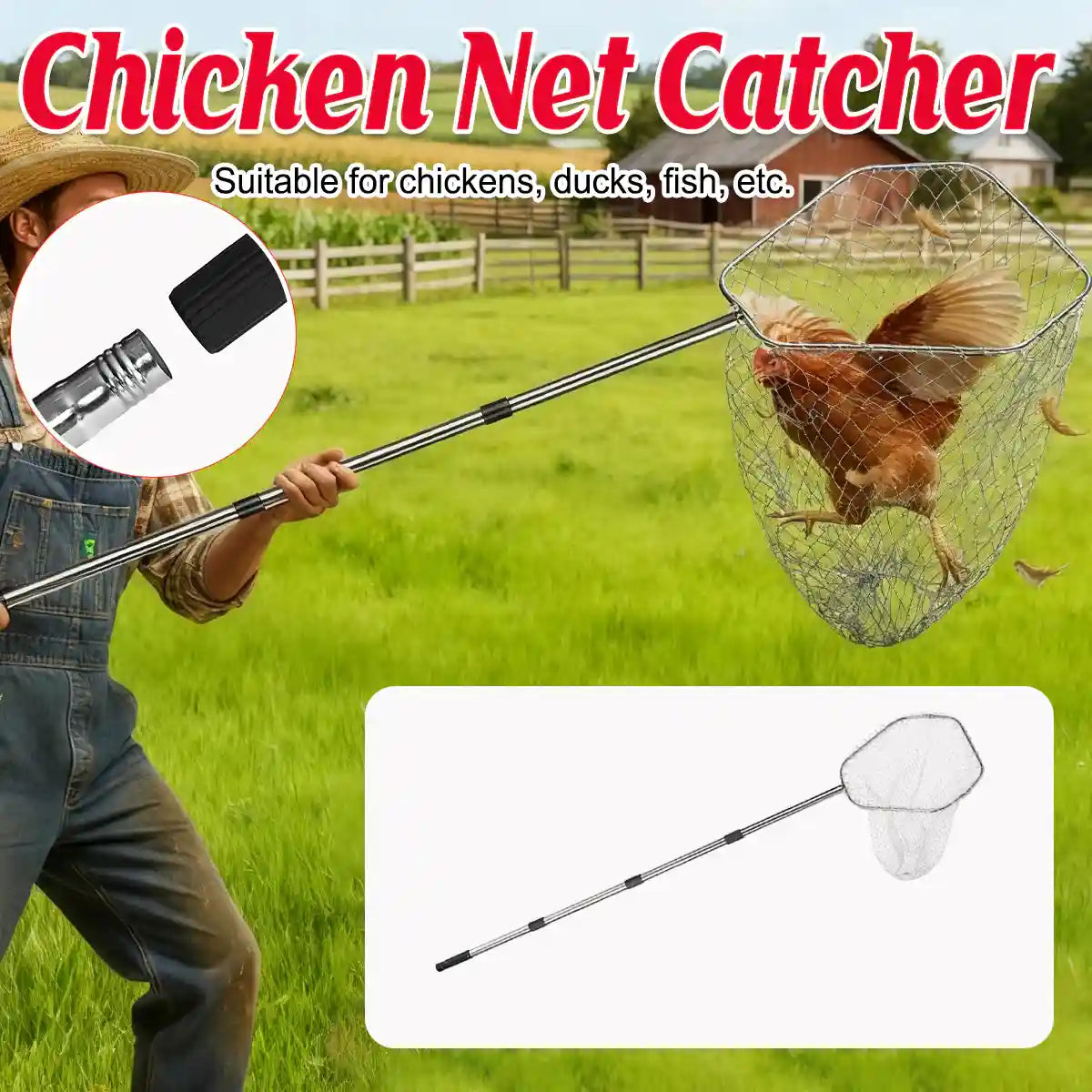 Adjustable Chicken Net Catcher Stainless Steel Poultry Catching Tool